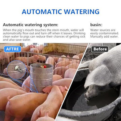 Pig Waterer Nipple 3 PCS Automatic Pig Nipple Drinkers with 3 Pcs Plastics Water Tank Connector 1Pcs Hole Opener Pig Waterer Feeder Systems Kit for Hog Pig Goats Swine Piglets Drinking