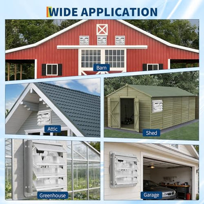 OUTLANE High-Efficiency Industrial Shutter Exhaust Fan - Automatic Wall-Mounted Ventilation - Quiet High-Speed Motor - Powerful Airflow for Attic, Garage, Greenhouse, Workshop, Enclosure, Barn - size: 16IN