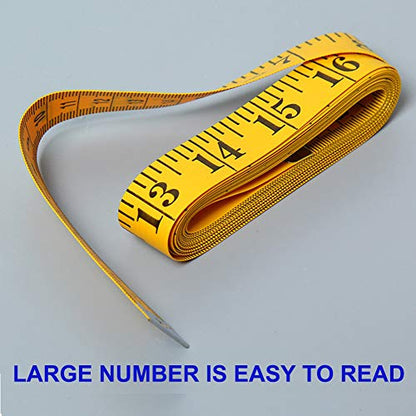 Soft Tape Measure 120 Inches/300cm, Pocket Measuring Tape for Sewing Tailor Cloth Body Measurement, Yellow 3-Pack - size: 3-pack