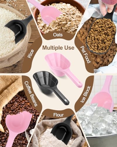 2 Pack Dog Food Scoop, 1 Cup Pet Food Scoop With Measuring Lines (Black and Pink) - color: Black and Pink