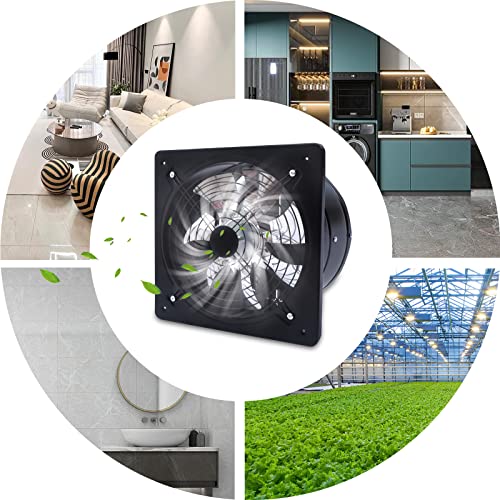 DNYSYSJ 12 inch Industrial Fan, 125W 1559CFM High Airflow Low Noise 12 in Exhaust Fan Ventilation Extractor Fan Axial Fan Ductless Bathroom Exhaust Fan Ventilation For Kitchen, Basements, Garage - color: black,12"