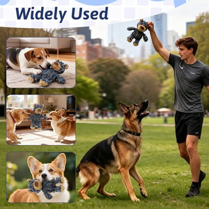 Dog Companion For Heavy Chewers- Indestructible Robust Bear Dog Toy, Durable Squeaky Dog Toys For Heavy Chewers , Unbreakable Stuffed Plush Dog Toys For Aggressive Chewers (H-G-Navy+Oak+Purple) - color: H-G-Navy+Oak+Purple