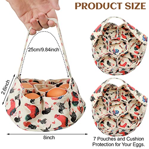 Sweetude 2 Pieces Egg Basket Mini Egg Collecting Bags Gathering Basket with 7 Pouches for Farmhouse Chicken Hen Duck Goose Housewife Garden Transporting Storage, 8 x 2.6 Inch(Cute) - color: Cute