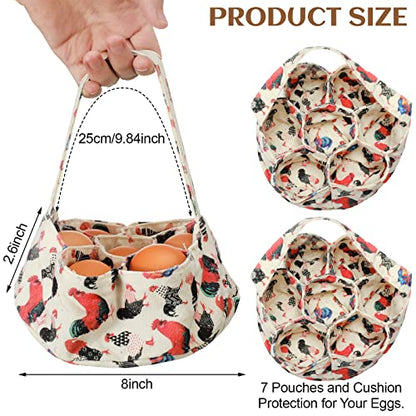 Sweetude 2 Pieces Egg Basket Mini Egg Collecting Bags Gathering Basket with 7 Pouches for Farmhouse Chicken Hen Duck Goose Housewife Garden Transporting Storage, 8 x 2.6 Inch(Cute) - color: Cute