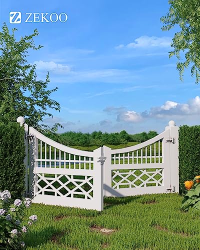ZEKOO Stainless Steel Vinyl Fence Gate kit, Self Closing Gate Hinges and Latch, Rust Proof, Use for Vinyl Fence Gate and Wood Fences Gate, Heavy Duty 1 Gate Latch 2 Gate Hinges (White) - color: White One Set