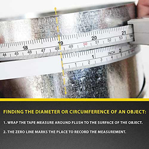 Perfect Pi Diameter Circumference Tape Measure - Imperial and Metric Tape Measure 1/2-inch By 12ft / 3.5m - Use for Measuring Cylindrical Objects - (Pipe Tape, Tree Tape) Model DCT120