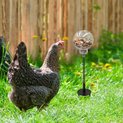 Chicken Enrichment Toys with Spring and Ground Stake, 2 Peck Treat Dispenser, Chicken Feeder for Coop, Coop Accessories for Hens, Geese, Ducks, Turkeys, Other Poultry - size: 2 Pack