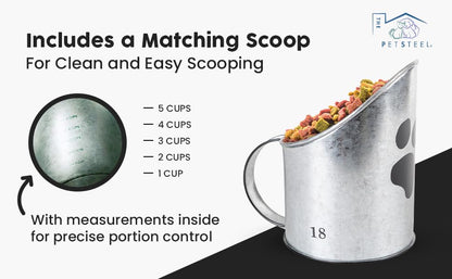 Large 60lb & Small 20lb Dog Pet Food Storage Canister with Scoop – Durable & Airtight for Freshnesss, Minimalist Design & Recyclable, Huge & Small Metal Container (Combo - Dog Bin - Large & Small) - size: Combo - Large Dog 60lb & Small Dog 20lb