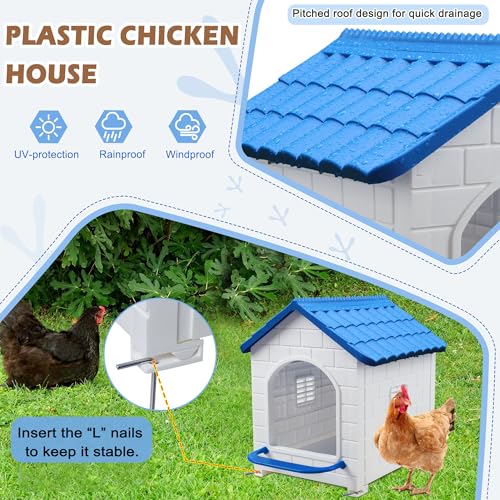 Nesting Boxes for Chicken, Plastic Single Compartment Chicken Nesting Box for Laying Eggs for Hens, Ducks and Poultry - Blue - color: Blue