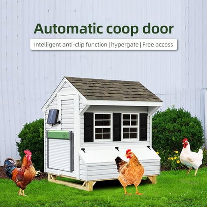 Haofy Automatic Chicken Coop Door, Solar Powered Chicken Door with Timer Light Sensor Remote Control Manual Mode Aluminum Alloy 4 Modes Anti Pinch Design for Chickens Ducks Geese