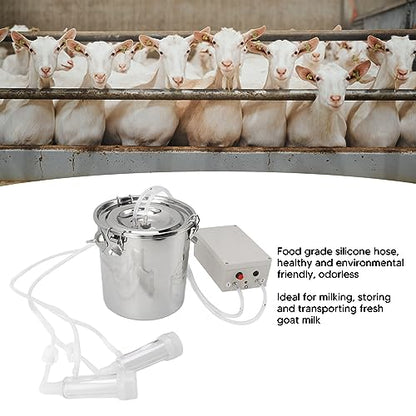 Goat Milking Machine Electric Suction Pulsation Vacuum Portable Milker Pump Stainless Steel with Food Grade Silicone Hose for Farm and Home Use (5L) - size: 5L