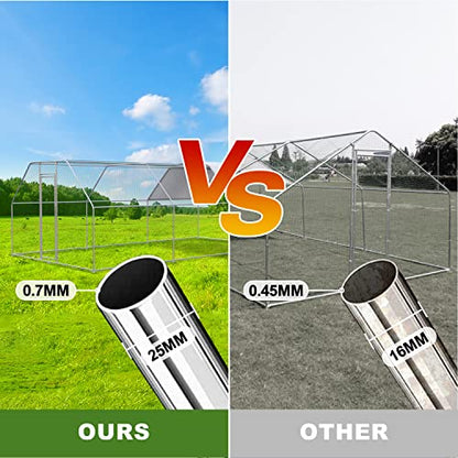 Chicken Coops Large Metal Chicken Coop Walk-in Poultry Cage Chicken Run for 6-10 Chickens Durable Chicken House/cage with Waterproof and Anti-UV Cover - size: 117.6"L x 78.0"W x 81.6"H