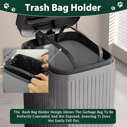 Dog Poop Trash Can Outside, 5L/1.3 Gal Pet Poop Bucket with Lid, Foot Pedal, Dog Waste Container with 40 Bags, Lid Soft Close for Pet, Grey - size: 5L Grey Trash Can