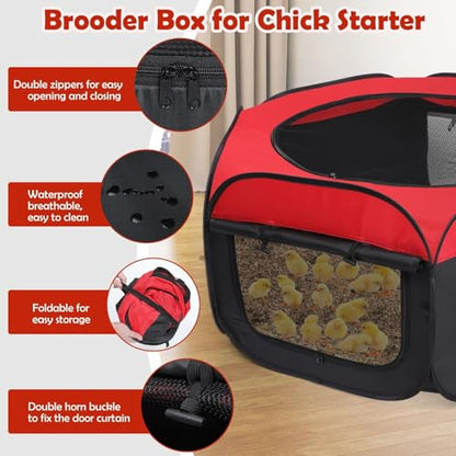 Chicken Brooder Box Double Door Playpen, Baby Chick Duck Quail Starter Kit, 15 Bird Capacity