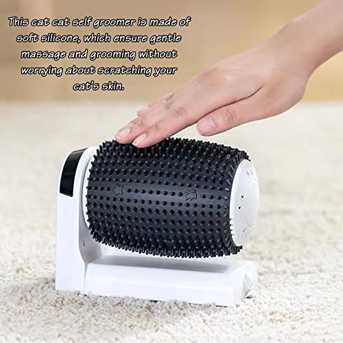 Cat Corner Brush - Grooming Tool, Wall Mount Comb | Automatic Rotating Massager Brush, Catnip-Infused Groomer for Indoor Use, for Long Cats