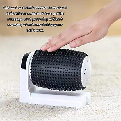 Cat Corner Brush - Grooming Tool, Wall Mount Comb | Automatic Rotating Massager Brush, Catnip-Infused Groomer for Indoor Use, for Long Cats