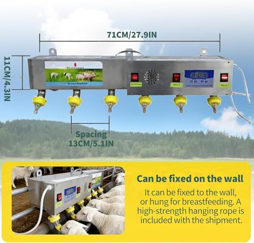 Automatic Stainless Steel Piglet Feeder - 6-Nipple Universal Suckling Machine with Sound Simulation & Constant Temperature for Healthy Lambs and Growing Piglets