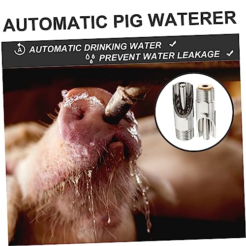 Happyyami 5pcs Guinea Pig Water Dispenser Pig Water Nipple Piglets Waterer Stainless Steel for Efficient Livestock Feeding