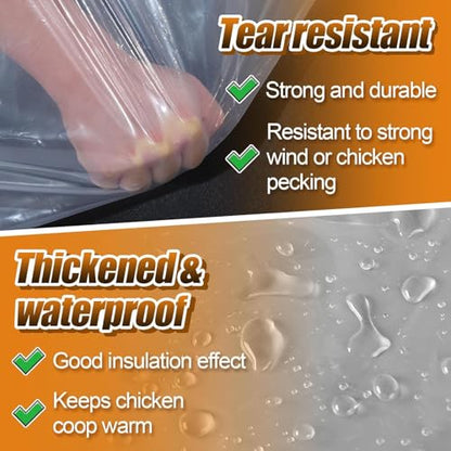 6.6x10Ft Chicken Coop Cover for Rain - Waterproof Durable Chicken Run Tarp with Elastic Cords & Rope, Easy to Install for Large Chicken Cage Walk-in Chicken Run Pen