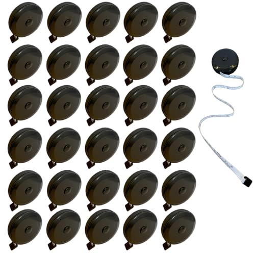 Black Retractable Tape Measure 30 Pack, Bulk Soft Fabric Measuring Tape for Body Measurements, 60 Inch Small Double Sided Ruler for Sewing Tailor Craft Party Favors Gift Bags - color: Black