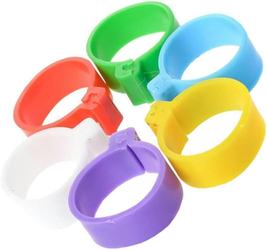 100 Pcs16mm Coloured Plastic Chicken Leg Rings Poultry Foot Bands Chicken Identification Tags for Ducks Chicks,Plastic Poultry Chickens Ducks Leg Rings Clip-On Round Tags Poultry Identification Bands