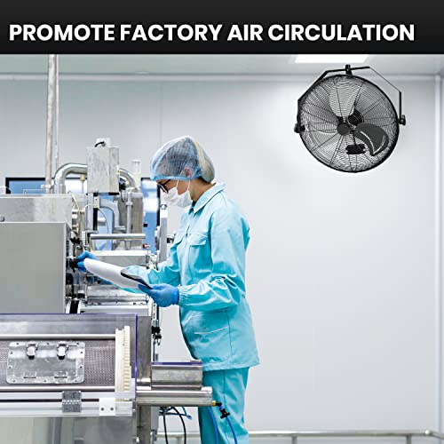 Simple Deluxe 20 Inch High Velocity Wall Mount Fan with Rack and L-Iron, 3 Speed Industrial/Commercial Metal Ventilation Fan, Black - size: 20 Inch with L-Iron, style: 1 Pack