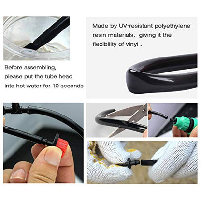 MIXC 200ft 1/4 Inch Black Distribution Tubing Drip Irrigation Hose Garden Watering Tube Line - size: 200FT