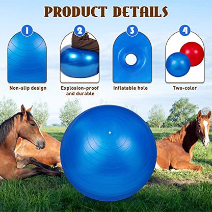 Sotiff 2 Pcs 40 Inch Horse Ball for Play Large Horse Big Equine Herding Anti Burst Dog Ball Soccer Giant, Pump Included(40 Inch,Blue and Red) - color: Blue and Red
