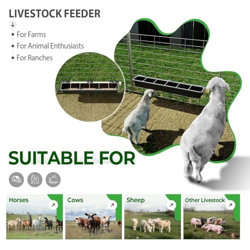 37.63In Goat Feeder, 2.5 Gallon Livestock Feeding Rack, Divided and Hanging Design for Sheep Farming, Livestock Water Trough, 1PC