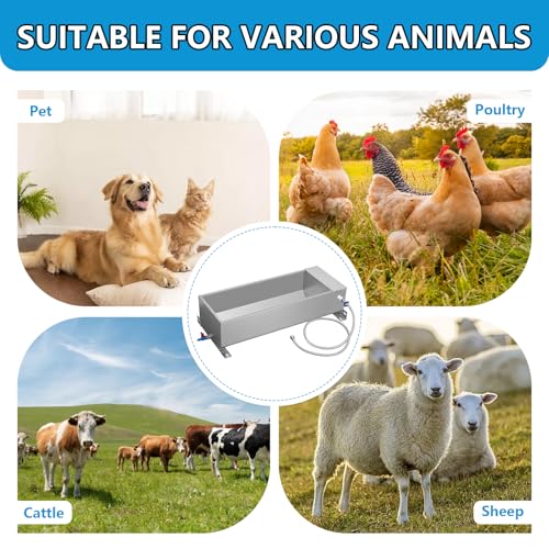 Automatic Livestock Water Trough Large Capacity Self Filling Dog Waterer Tank Animal Drinking Water Bowl with Float Valve Metal Water Trough for Livestock Dog Horse Goat Pets Pig Cow Deer