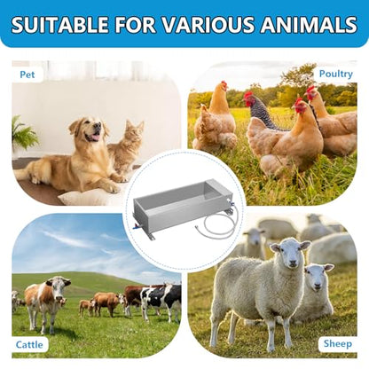 Automatic Livestock Water Trough Large Capacity Self Filling Dog Waterer Tank Animal Drinking Water Bowl with Float Valve Metal Water Trough for Livestock Dog Horse Goat Pets Pig Cow Deer