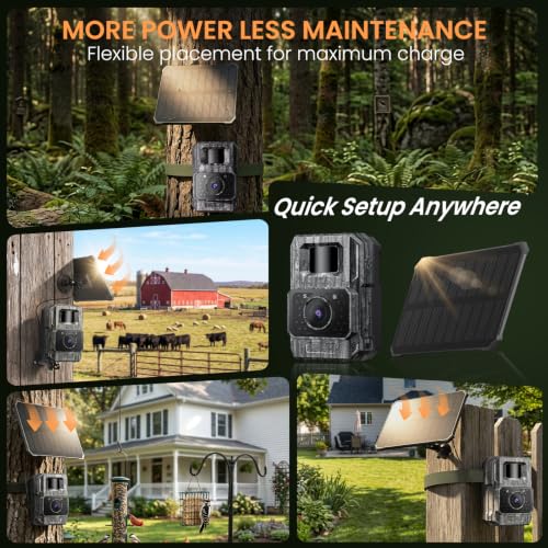 MAXDONE Solar Trail Camera 4K 64MP (MicroSD Card NOT Included), WiFi Bluetooth Game Camera with Motion Activated 6000mAh Rechargeable, Wildlife Cameras with Night Vision IP66 Deer Cams for Outdoor - color: Ink Gray