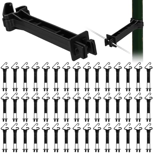 Pangda 100 Pcs 5 inch Snap Type Insulator Electric Fence T Post Insulators Extended Snug Fitting T Post Electric Fence Wire Clips for Agricultural and Ranchers (Black) - color: Black