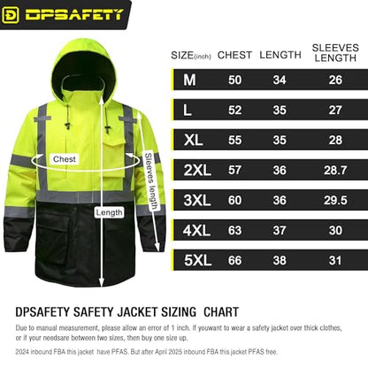 Reflective Jacket, High Visibility Parka, Waterproof Hi Vis, Safety Jacket with Removable Hood and Zipper, ANSI Class 3 (Lime,Medium) - color: Lime-parka, size: Medium