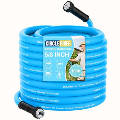 RV Water Hose 100FT, 5/8" Premium RV Drinking Water Hose for RV, Camping, Marine, Trailer and Truck, BPA Free, Anti-Kink and Leak-Free, Drinking Water Safe-Blue - color: Blue, size: 100FT