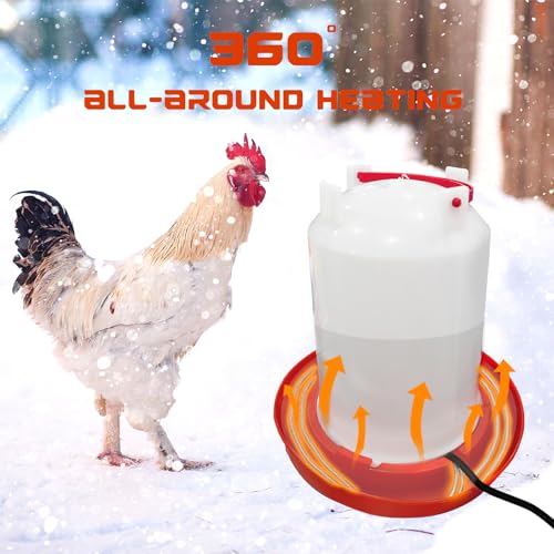 Chicken Water Heater Cord, Freeze-Proof Heated Waterer for Chickens & Poultry, Safe Low-Watt Heating Cable Keeps Water Ice-Free in Winter for Ducks, Rabbits & Small Animals (1 Pack)