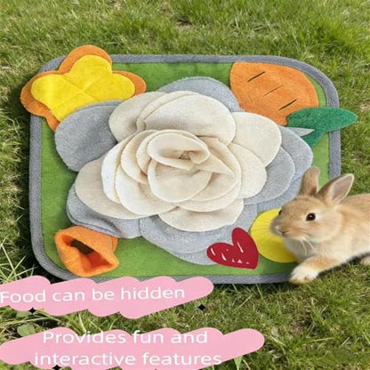 Rabbit Foraging Mat Snuffle Mat for Small Animals Rabbit Toy 11.81"x11.81" Rabbits Snuffle Mat Pets Interactive Feeding Matt Treat Dispenser for Bunny Guinea Pigs Ferrets Chinchillas (#B) - color: #B