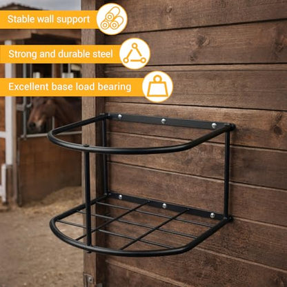 3 Pcs 5 Gallon Heavy Duty Horse Bucket Holder Wall Mounted Metal Water and Feed Bucket Hanger for Horse, Goat, Sheep and Other Livestock, Black