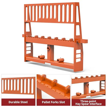YITAMOTOR 45" Pallet Forks Frame Attachment with 48" Pallet Forks Forklift Blades, 4000 lbs Capacity with 3 Spear Sleeves for Kubota Bobcat Skid Steer Loaders Tractors