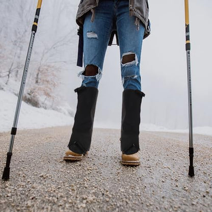 Unisex Waterproof Hiking Gaiters Snowproof Leg Warmers Extended Boot Covers M Size Black for Trekking in Snow Outdoor Protection