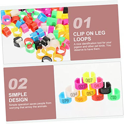 Homoyoyo 100pcs Identification for Pigeons Poultry Plastic Leg Bands for Birds Easy to Use Foot Clips for Marking Differentiating Breeds Mixed Colors