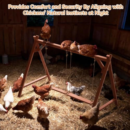 PETSFIT Wooden Solid Chicken Perch & Roosting Bars with 2 Swings, 50"x30"x34" Coop Toy for 6–8 Hens, Multi-Level Stand Encourages Exercise & Natural Behavior, Easy to Assemble & Clean,Outdoor Use - size: 50"L x 30"W x 34"H