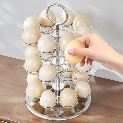 Egg Rack Dispenser, SUS304 Storage Display Stand Stainless Steel Steamer Rolling Egg Organizers and Storage Keeper