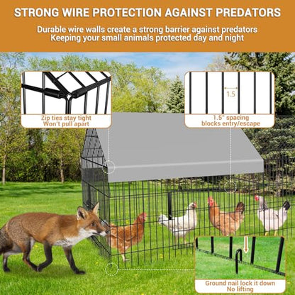 Chicken Coop 87"×40" Metal Portable Black Duck Coops Enclosure with Waterproof Cover Chickens Cage Runs for Yard Outdoor Backyard Farm Duck Pen Chicken Tractor for Rabbit, Dog, Cat,Small Animal