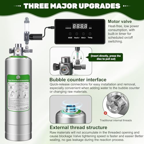 Upgraded 2L/5L Aquarium CO2 Generator System with Timer-Enabled Motor Valve, Upgrade CO2 System Kit with Quick-Release Structure for Aquarium Plants Tanks (2L) - size: 2L