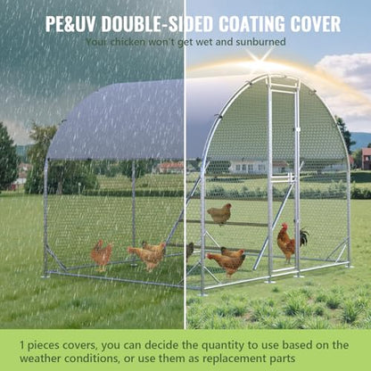 Large Metal Chicken Coop, Chicken Runs for Yard with Cover, Arch Roof Chicken Coop, Outdoor Chicken Pen, Heavy Duty Galvanized Steel Frame, Waterproof Cover, 10 x 6.5 x 6.5 FT - size: 10' x 6.5'