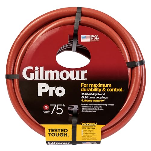 Gilmour Pro Commercial 3/4" x 75' Heavy Duty Water Hose, Durable and Kink Resistant 75 ft Garden Hose
