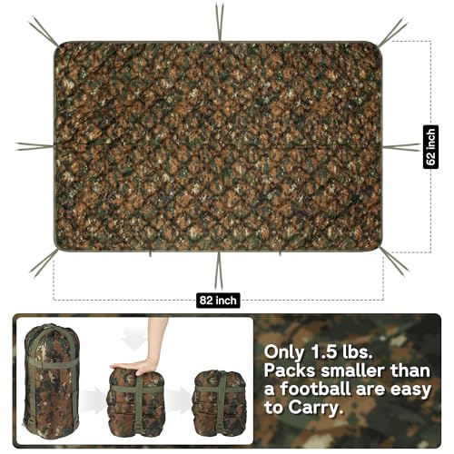 Mirzoyan Woobie Blanket, Military Poncho Liner Camo Insulated Camping Woobie Blanket for Outdoor Hiking (Woodland Digital with Zipper) - color: Woodland Digital With Zipper)