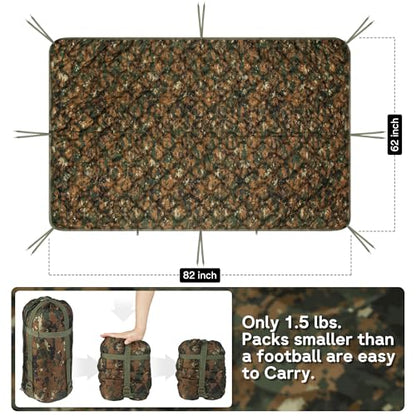 Mirzoyan Woobie Blanket, Military Poncho Liner Camo Insulated Camping Woobie Blanket for Outdoor Hiking (Woodland Digital with Zipper) - color: Woodland Digital With Zipper)