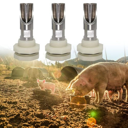 of 5 Stainless Steel Automatic Pigs Nipple Waterer Set with Brass Connectors for Efficient Livestock Hydrations Water Nipples - color: 3 piece set